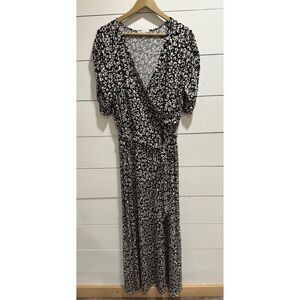 Gibson Latimer Women's Animal Print Leopard Maxi Faux Wrap Dress XL